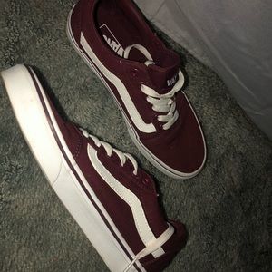Maroon vans, worn a few times. In good shape